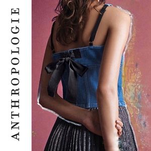 Anthropologie Maeve denim corset with ribbon tie